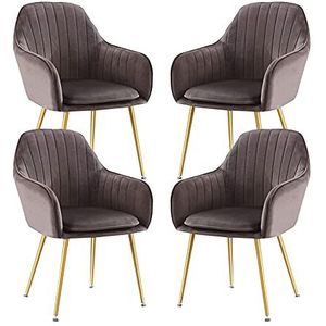 GEIRONV Keukenvoorzitter Set van 4, 52 × 46 × 85 cm voor woonkamer appartement make-up stoel verstelbare antislip stoel voeten fauteuil Eetstoelen (Color : Brown)