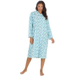 Undercover Dames 100% geborsteld katoen flanel lange mouw nachthemd nachthemd, Blauw, 48-50