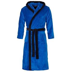 Di Ficchiano Monza badjas met capuchon voor heren, pluizige ochtendjas, elegante microvezel nachtkleding, kimono met keuze uit kleuren en maten S - 5XL, badjas, Öko-Tex-standaard 100, zwart, blauw, S