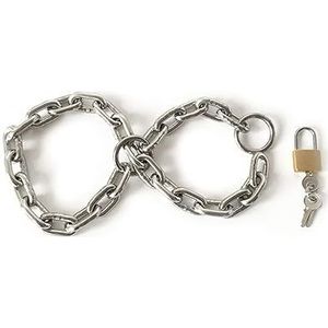 Gerrit 60cm lange metalen ketting BDSM bondage handboeien afsluitbare pols bondage armbanden slaaf bondage beperkingen enkelboeien BDSM rollenspel accessoires for koppels (Color : Metallic Metallisch