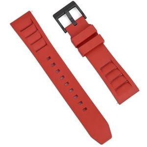 Horlogebandje, Kwaliteit fluor rubberen horlogebandjes Duiken Quick Release polsriem(Red,20mm)