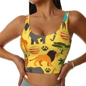 Afrika Olifant Print Comfortabele Vrouwen Sport Vest Yoga Workout Vest Voor Vrouwen Lichtgewicht Zomer, Zwart, S