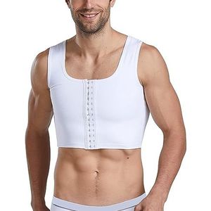 zinhsq Heren shapewear – vermindering van gynaecomastie-compressie – mouwloos korset voor rugondersteuning – beha voor correctie van de lichaamshouding, wit, L