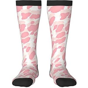 Buytruew Unisex nieuwigheid crew sokken, roze luipaardprint sokken, casual grappige gekke jurk sokken voor mannen vrouwen, Zwart, Eén Maat