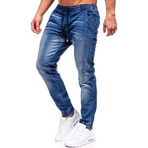 BOLF Heren Jeans Jogger Cargobroek Denim Style Sweatbroek Jogg Used Look Jeanspants Destroyed Vrije tijd Casual Stijl Slim Fit Narrow Leg [6F6], Donkerblauw_mp0115bs, M