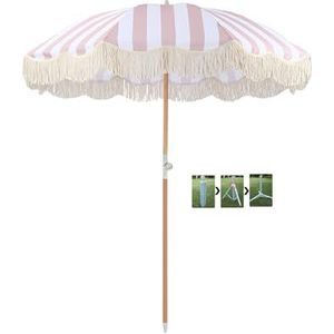 Patioparaplu met franje Buitenparaplu met kwastjes, UPF50+ Premium stalen paal en ribben Drukknop kantelen, paraplu buitenterras, sobrillas de patio, parasol ( Color : B , Size : 200*240cm/6.5*7.87ft