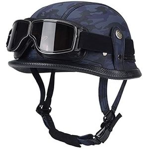 Motorhelm, met bril bromfiets crashhelm zomer open helm E, XXL = 61-62 cm(E,M=5556CM)