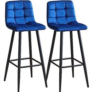 Barkrukken Barkrukken Aanrechtstoelen Set Van 2 Fluwelen Ontbijtbarstoelen Met Metalen Poten, Hoge Krukken Voor Bar Barstoel Bistrokruk (Color : Blue, Size : Seat Height 75cm)