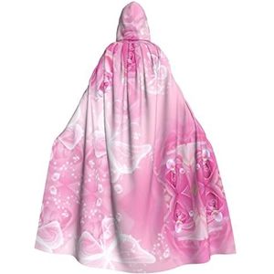 ZaKhs Roze En Wit Vlinder Print Hooded Mantel Vrouwen Cape Tovenaar Tuniek Halloween Mantel Cosplay Kostuum Mantel Voor Party