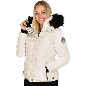Navahoo B301 Warme winterjas voor dames, parka, mantel, gewatteerde korte jas, gevoerd, beige, XL
