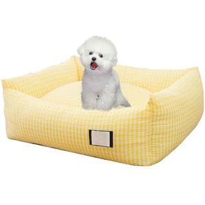 PJDDP Hondenbed Met Antislipbodem, Opstaande Randen, Hondensofa's Met Afneembare, Wasbare Hoes, Ademend, Hondenbedden Voor Honden in De Hete Zomer,Geel,M