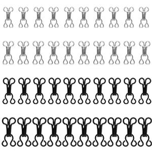 TRKETK 40 paar BH-haken, oogsluiting, naaishaken, kapstoksluiting, metalen ogen, bevestigingsmiddelen, 4 maten, naaien, doe-het-zelf knutselaccessoires (zilver,)
