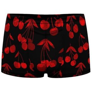 Rode bessen op een zwarte heren boxershort sexy shorts mesh boxers ondergoed ademende onderbroek string