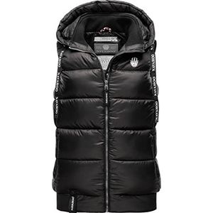 Navahoo Kassidy Gewatteerd vest voor dames, licht outdoorvest, overgangsjas met capuchon, XS-3XL, zwart, M