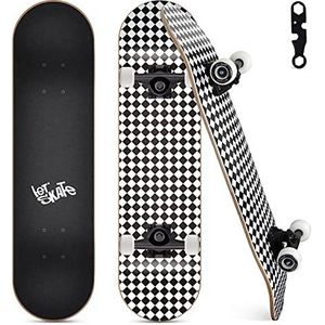 Verbeterde skateboards voor beginners, 78,7 cm x 20,3 cm compleet skateboard voor kinderen, tieners en volwassenen, 7-laags Canadees esdoornhout dubbel kickdeck concave standaard en trucs skateboard