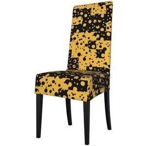KemEng Zwart Geel Abstract Patroon, Stoelhoezen, Seat Protector Stretch Eetkamerstoel Slipcover Seat Cover voor Stoelen