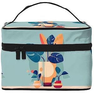 Blauw Oranje Turtleback Bamboe Grote Capaciteit Draagbare Waterdichte Cosmetische Tas 23x17x16Cm Voor Reizen Buitensporten Bruiloft Companion Gift, Zwart, Eén maat