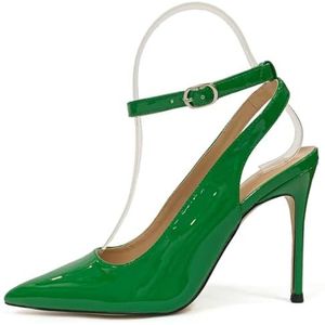 Schoenhakken-elegante pumps voor dames-stiletto-sexy naaldhak - gesloten avond-feest-luxe modieuze enkelriem 49-CHC-19, 5 Groen, 41.5 EU