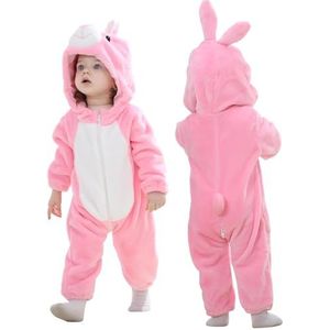 COOKY.D Baby Rompertjes met Capuchon Dieren Jumpsuit Zachte Flanellen Winter Cosplay Pak voor Baby Meisjes Jongens, 24-30 Maanden, Konijn