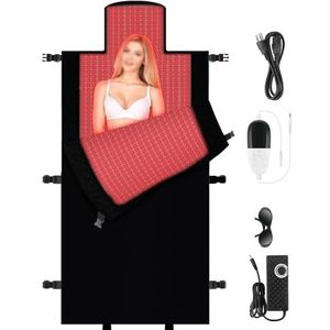 BAIXDM Rode lichttherapiemat, 2570 ledlampen, rood licht, therapiedeken, warmtetemperatuur 42 graden, 850 nm en 660 nm golflengte, voor body schouder taille rug knie broodreliëf