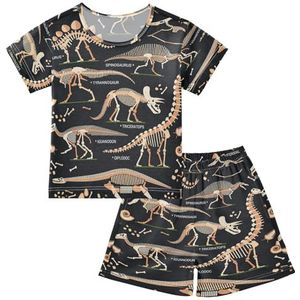 YOUJUNER Kinderpyjama set dinosaurus fossielen korte mouw T-shirt zomer nachtkleding pyjama lounge wear nachtkleding voor jongens meisjes kinderen, Meerkleurig, 5 jaar