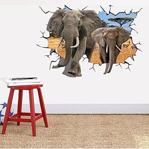 AUVS® 3D-verwijderbare muurstickers, vinyl, muurstickers, kunststickers, decorateur 8006, olifant (70 x 100 cm)