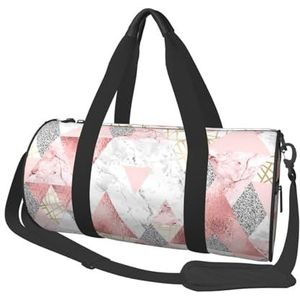 Modern geometrisch patroon, grote capaciteit reizen plunjezak ronde handtas sport reistas draagtas fitness tas, zoals afgebeeld, Eén maat