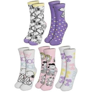 United Labels The Peanuts Snoopy Sokken voor dames, sneakerkousen, 38-43 (verpakking van 5 stuks), Meerkleurig, 38-43 EU