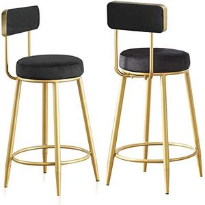 Barkruk Barkruk 25.6 Inch Moderne Barkrukken Set Van 2 Teller Hoogte Krukken Met Gewatteerde Terug Fluwelen Stof Eiland Stoelen Voor Keuken Woonkamer Pub