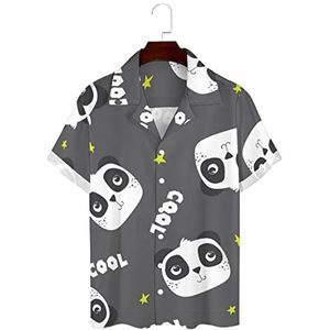Cool Panda Hawaiiaanse shirts voor heren, korte mouwen, Guayabera-shirt, casual strandshirt, zomershirts, M