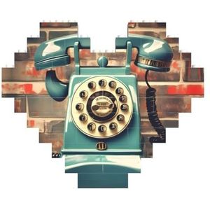 Engeland UK Retro Londense telefoons legpuzzel - hartvormige bouwstenen puzzel-leuk en stressverlichtend puzzelspel