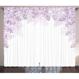 ABAKUHAUS Bloem Gordijnen, Lila bloemen Spring, Woonkamer Slaapkamer Raamgordijnen 2-delige set, 280 x 175 cm, Pale Mauve Lavender