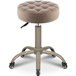 WYUYIWH Ronde rollende kruk schoonheid krukken stoel verstelbare rolkruk stoel met wielen voor massage schoonheidssalon winkel thuis keuken, zware rollende draaibare kruk, F