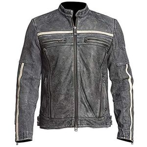 Aksah Fashion Mens antieke zwarte vintage noodlijdende retro motorfiets biker lederen jas, Moon Distressed Zwart Koeienhuid Leer, L