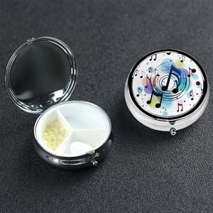 Pillendoosje 3 compartimenten pillendoos draagbare metalen pillenorganizer schattige reispillencontainer polka dot muzieknoot vitamine organizer voor portemonnee zak reizen cadeau