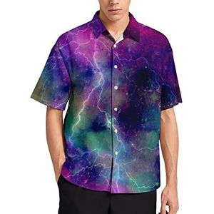 Thunder Galaxy Print Hawaiiaans shirt voor heren, zomer, strand, casual, korte mouwen, button-down shirts met zak