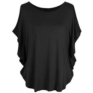 PRJN Dames Sexy Casual Herfst Losse Ronde Hals Korte Mouwen Tops Blouse Jumper T-Shirt Dames Baggy Top Casual Losse Ronde Hals Tee Shirt Zomer Blouse Vrouwen Casual Ronde Hals Tuniek Tops Blouse, A-zwart, XL