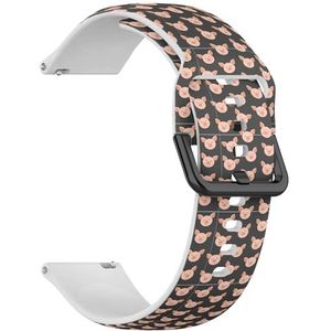 Compatibel met Garmin Venu/Venu 2 Plus/Sq/Sq Music/Sq 2/Sq 2 Music, (roze gezichten varkens op grijs) 20 mm zachte siliconen sportband armband armband