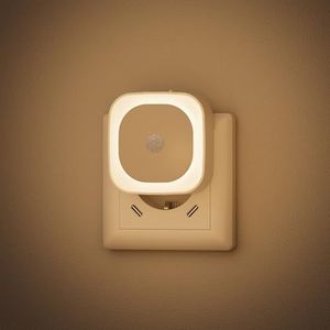 YUNLEX 2-pack plug in nachtlicht met bewegingssensor, 3-sensormodi, dimbare nachtverlichting, warm wit nachtlicht voor kinderen, badkamer, slaapkamer