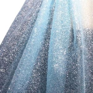Een bruidsjurk, 150 cm hoog, 300 cm lang glitter tule kant stof glanzend for sluiers, trouwjurken(Blue Stiff)