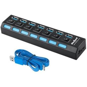 Quer - HUB USB 7x USB-A 3.0 - Docking Station - Zwart