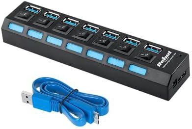 Quer - HUB USB 7x USB-A 3.0 - Docking Station - Zwart