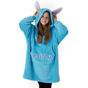 Disney Lilo & Stitch Meisjes Draagbare Deken in Blauw | Kinderen Karakter Snuggle Fleece Hoodie | Warme en knusse loungewear Zware trui met capuchon | Animatiefilm Merchandise cadeau voor kinderen