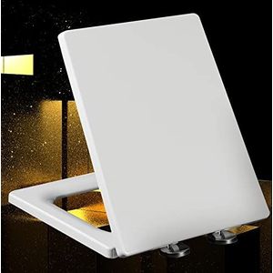 Universele toiletzitting zachte sluitingen, toiletstoelen voor standaard toiletten, met niet-slip loo stoel, gemakkelijk schoon, stabiel, met verstelbare scharnieren, wit-40~45cm*34,5 cm