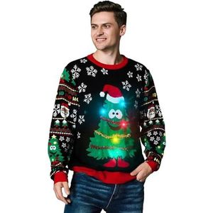 OFF THE RACK Uniseks kersttrui voor heren, klassieke fairisle rendier, rudolph, kerstboom, dames, feestcadeau, trui, Blij om je te boomen!, XL