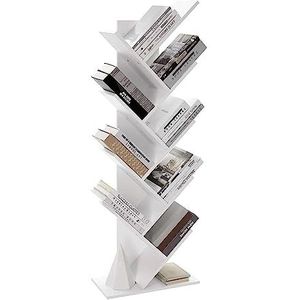TsoLay Boekenplank 8-laags vloerstaande boekenplank staande plank ruimtebesparende hoek boekenkast houdt boeken cd's, games, voor slaapkamer, woonkamer, witte boekenkast