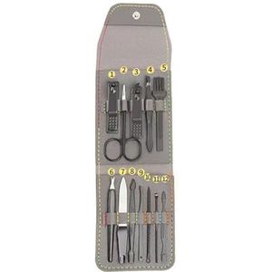 ZSLBMD 12 Sets Nagelknipper Dode Huid Vorken Draagbare Thuis Nagelknipper for Mannen En Vrouwen Pedicure Messen(Color:Gray)