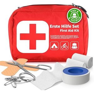 Mini EHBO-set verbanddoos - klein & mini reisapotheek - fiets & camping & reizen & wandelen & outdoor & fiets - First Aid Kit - onderweg en reizen