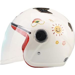 Motorhelm, DOT/ECE gecertificeerde 3/4 helm Retro halve Motorfiets elektrische open ontwerp Lichtgewicht J,50-55(C)