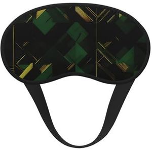 Zwart Groen en Goud Geometrische Print Zacht Wasbaar Comfort Oogmasker voor Slapen Reizen Thuis Hotel Vliegtuig Camping